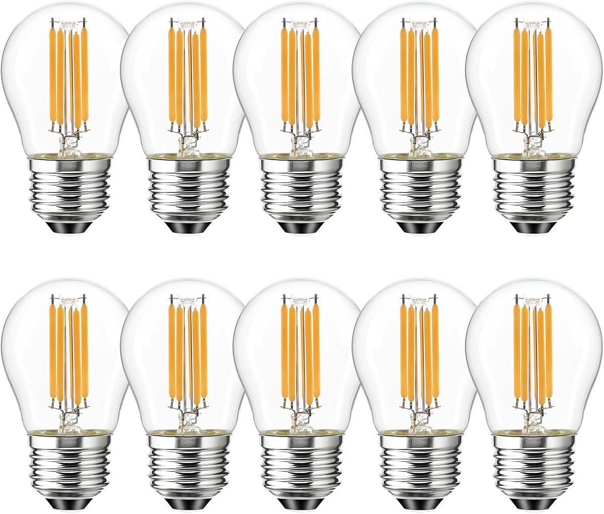 Set van 10 LED Gloeilampen E27 G45, 4W Warm Wit 2700K, 400 Lumen, 40W Vervanger, Decoratieve Verlichting