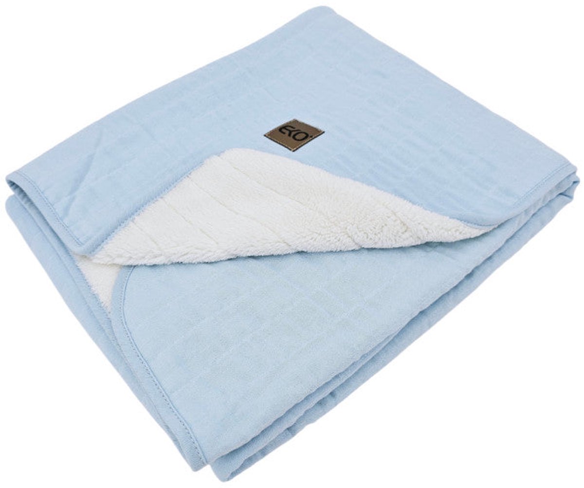 Fur Quilted Muslin Blanket BLUE