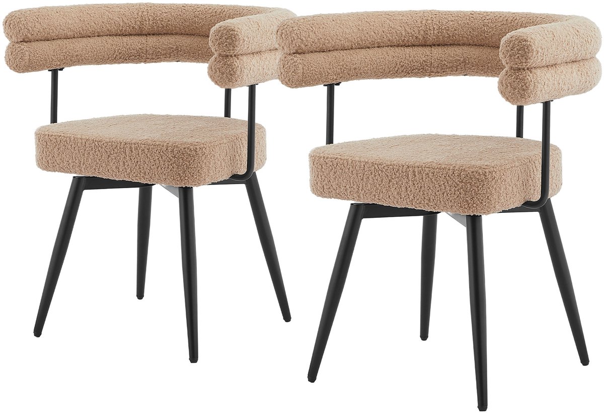 ml-design 2-delige stoelenset draaibare eetkamerstoelen bruin teddystof met armleuningen en rugleuning 360° draaistoel ergonomische gestoffeerde stoelen metalen poten comfortabele lounge keukenstoelen moderne eetkamerstoelen