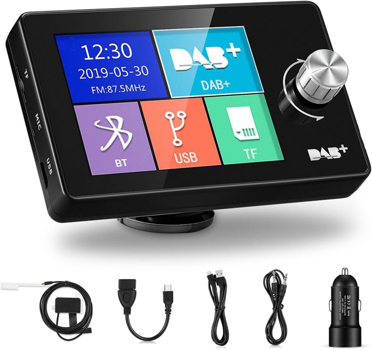 DAB+ Radio Adapter voor Autoradio met Bluetooth, FM-Zender en 2,8 inch Display