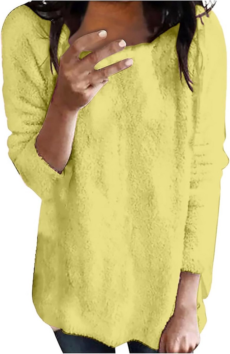 Warme en Zachte Teddy Fleece Trui voor Dames met Ronde Hals