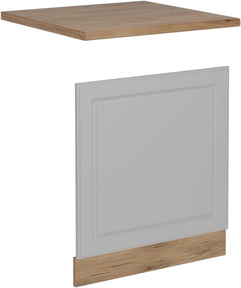Frontpaneel Vaatwasser 60 cm Landhuis Stijl Wit AP Eiken - Design Keukenmodule