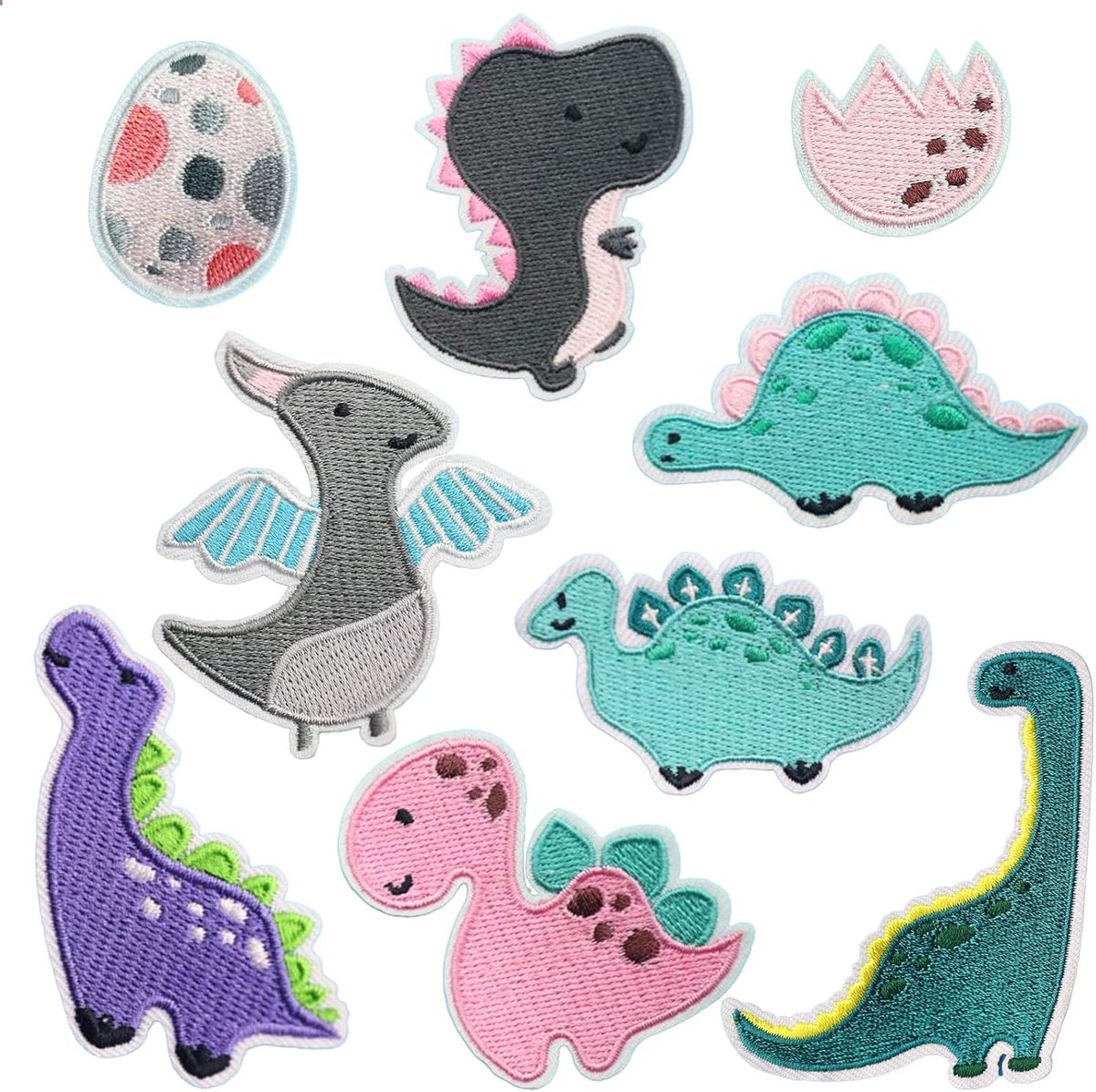 Dinosaurus Strijklappen voor Kinderkleding - 9 Stuks Set