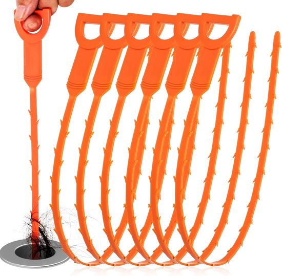 6 pièces Déboucheur de Tuyauterie – Drain Snake – Déboucheur à Cheveux – 50 cm – Flexible – Pour Douche, Lavabo & Baignoire