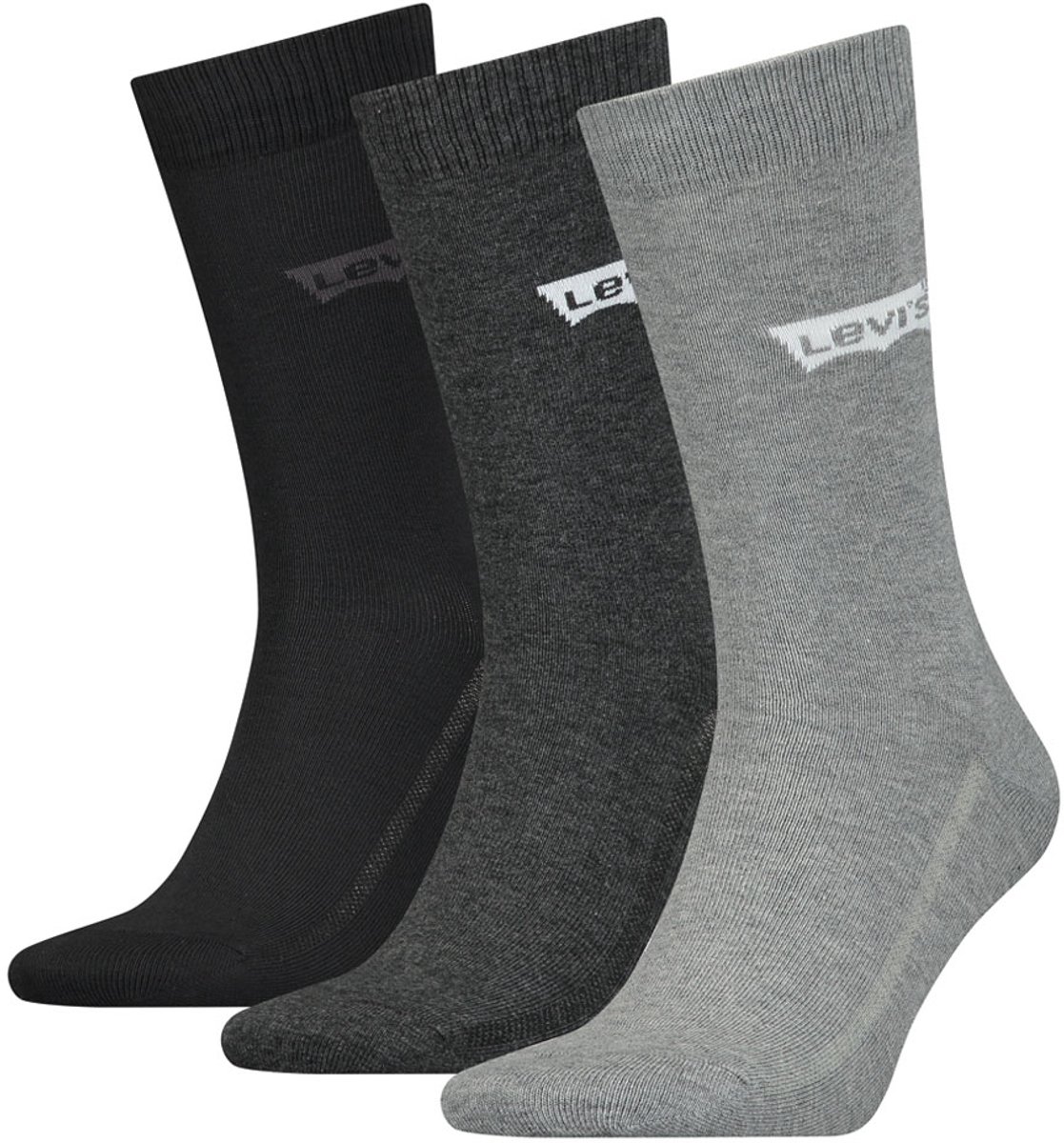 Levi’s Herensokken Batwing Logo Regular Cut 3-Pack Combo Grijs