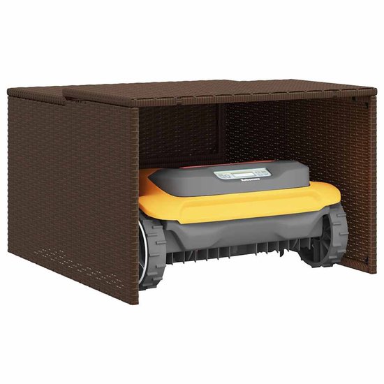 vidaXL - Garage - voor - robotmaaier - 86x90x52/57 - cm - poly - rattan - bruin van Merkloos	 — afbeelding 4