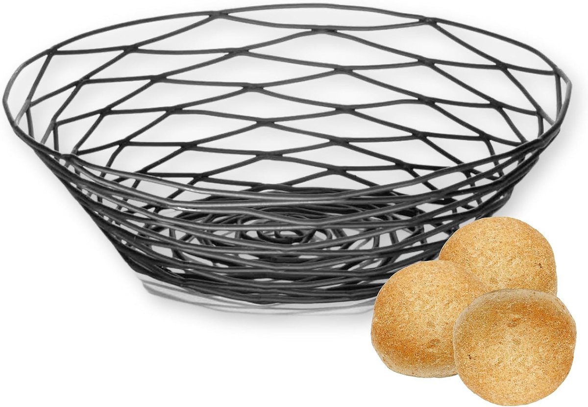 Ronde Serveermand Draadmand Zwart 20 cm voor Brood en Hapjes