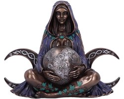 Triple Moon Godin Beeldje - Wicca Beeld - Spirituele Decoratie - Gegoten in Fijnste Hars - 36 cm - Brons