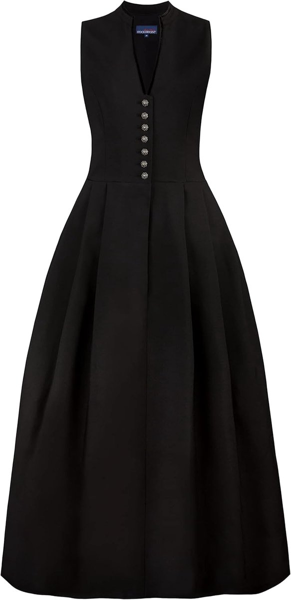 Lange Zwarte Dirndl Jurk Zonder Schort voor Dames - Traditionele Klederdracht Stijl