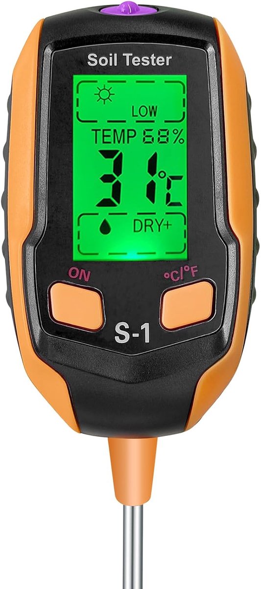 Digitale 4-in-1 Bodemtester: Vochtigheid, PH, Temperatuur & Lichtmeting voor Tuin en Planten