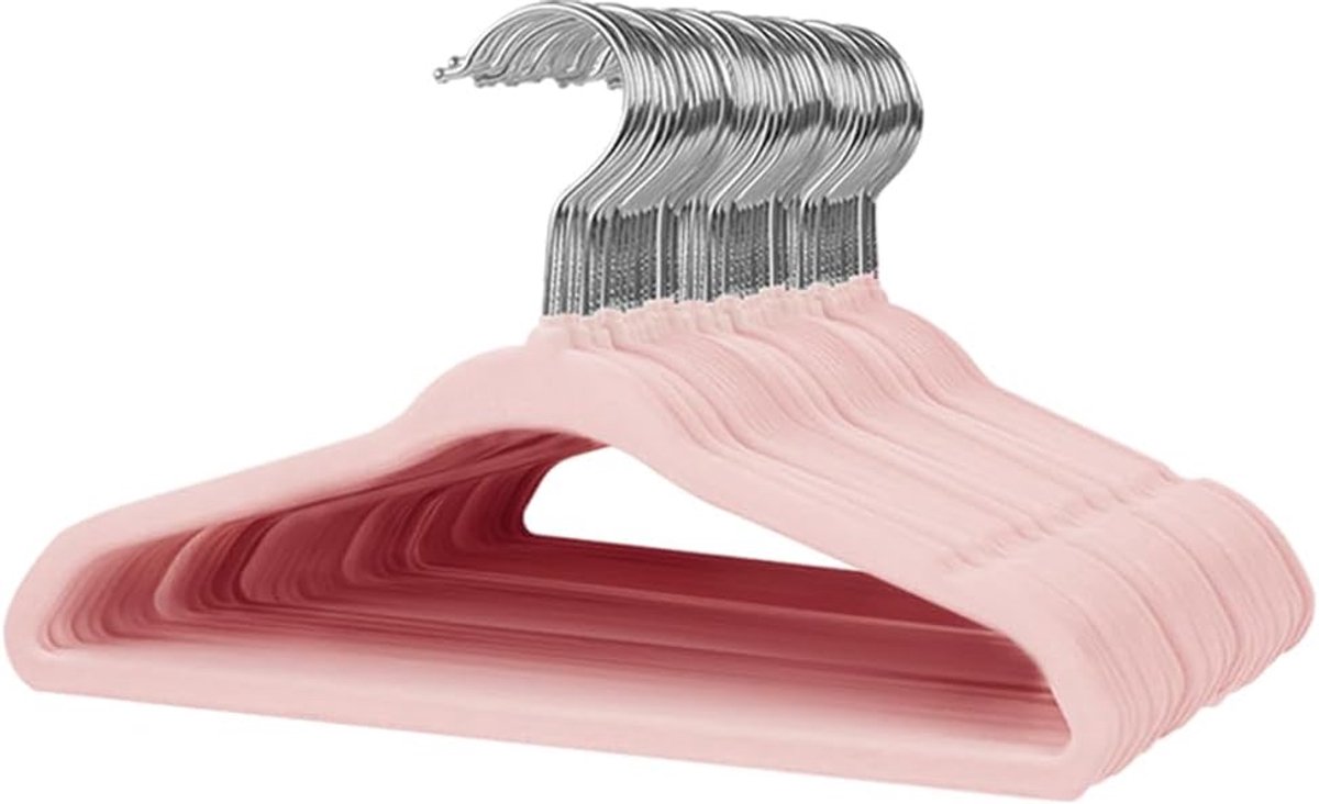 50 Stuks Fluweel Baby Kleerhangers Antislip voor Kinderen en Peuters - Roze