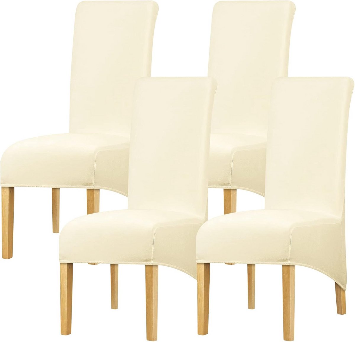 Stoelhoezen Eetkamer - Meubelbeschermers Stof - Bescherming en Decoratie - Stretch Fluweel Materiaal - Grote Maat - Beige