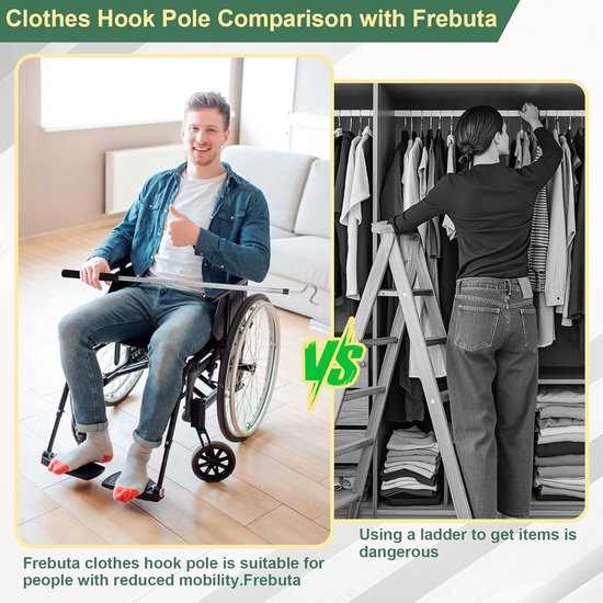 Verstelbare Uitschuifbare Stang met Haak voor Kleding en Hoge Bereik van Merkloos	 — afbeelding 2