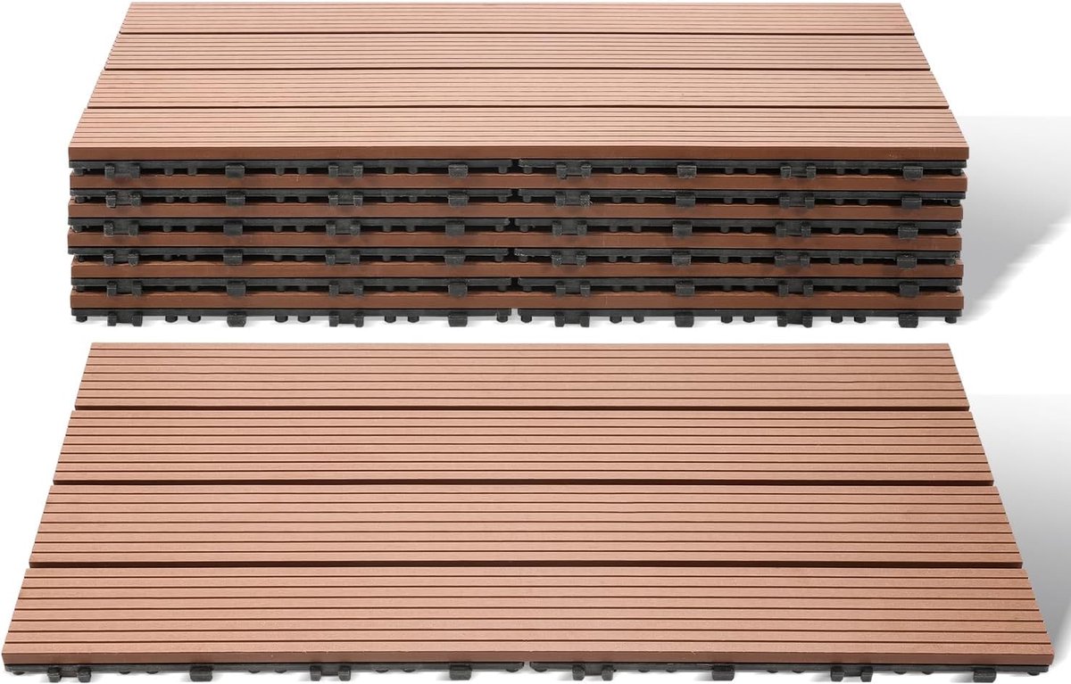 WPC Terrastegels 6 Stuks Houtlook Kliksysteem voor Balkon en Tuin