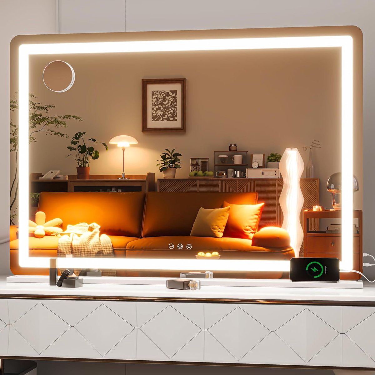 Grote LED Make-up Spiegel met Verlichting en Drie Lichtstanden