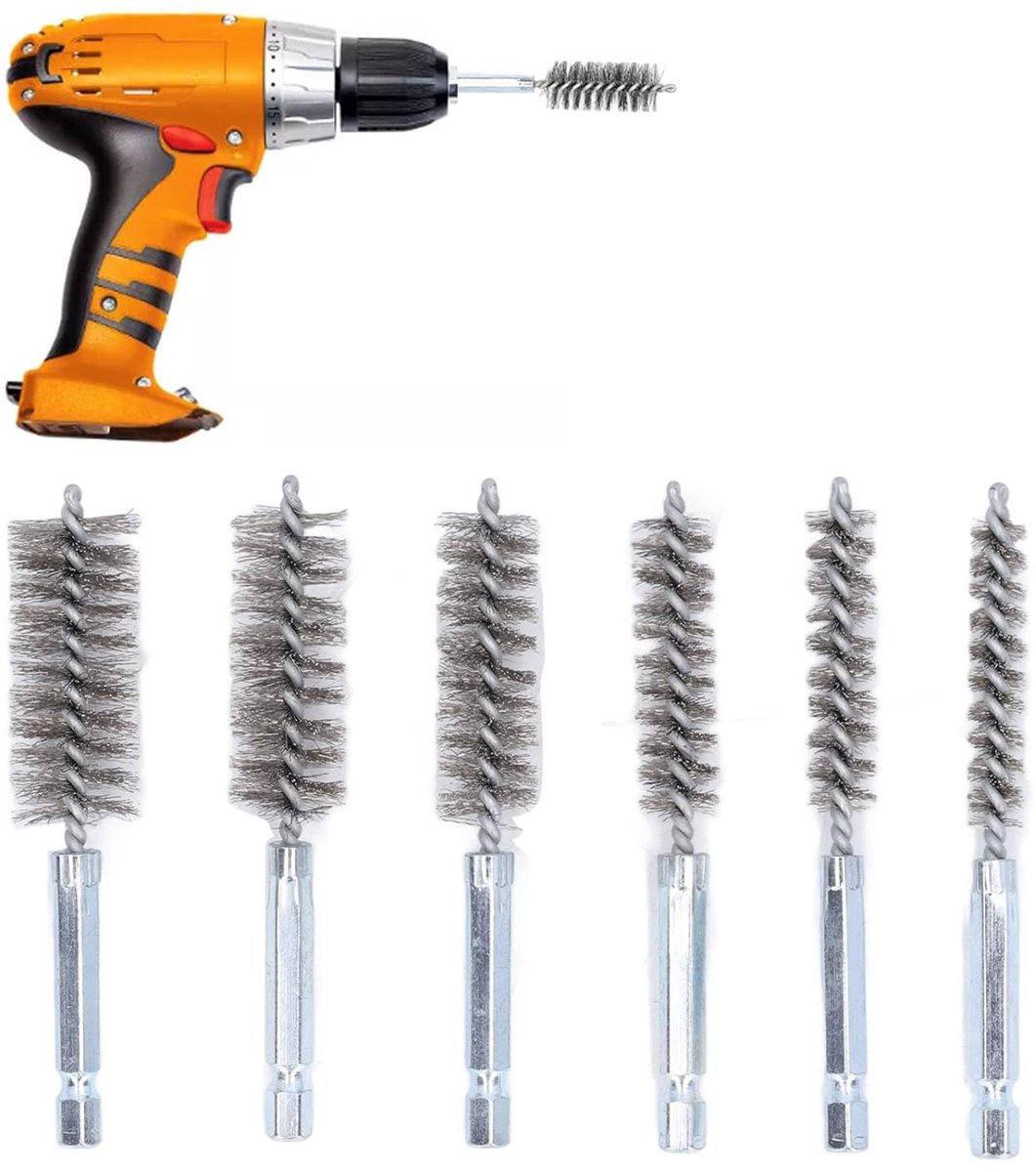 Bore Brush Set - Reinigingsborstels - Metaal Reinigen - Roestvrij Staal - 6 Maten - Zilver
