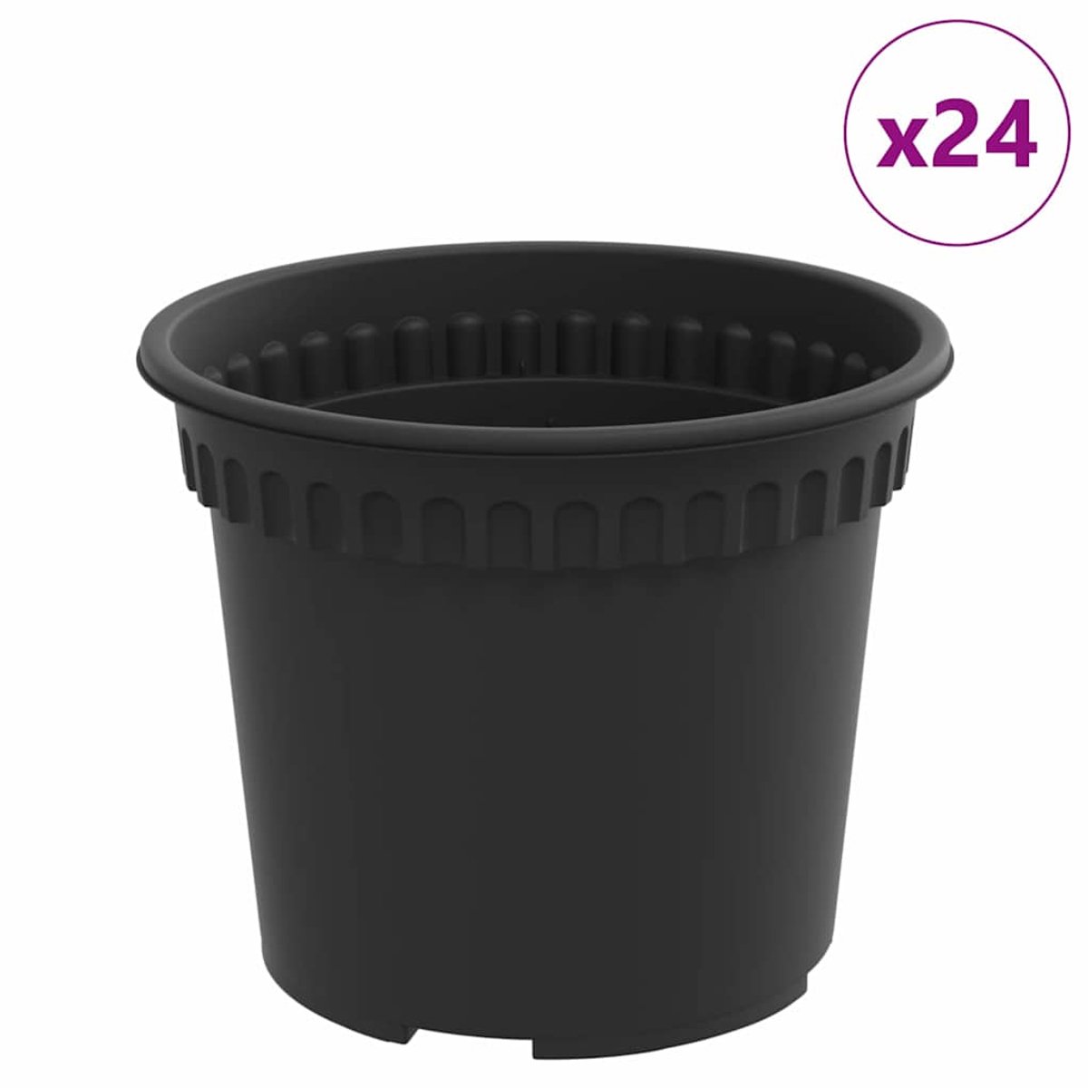 vidaXL - Ronde - Bloempot - 24 - pcs - Zwart - Ø - 12,5 - x - 10 - cm - Kunststof