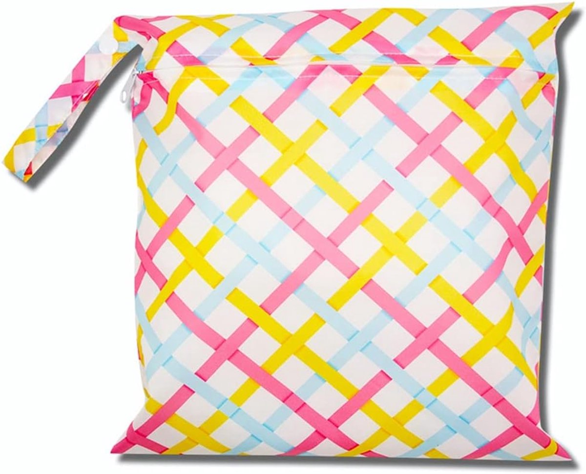 Waterdichte Luier Tas Herbruikbaar - Luiertas & Wetbag - Kleurenraster Maat M (30x28 cm)