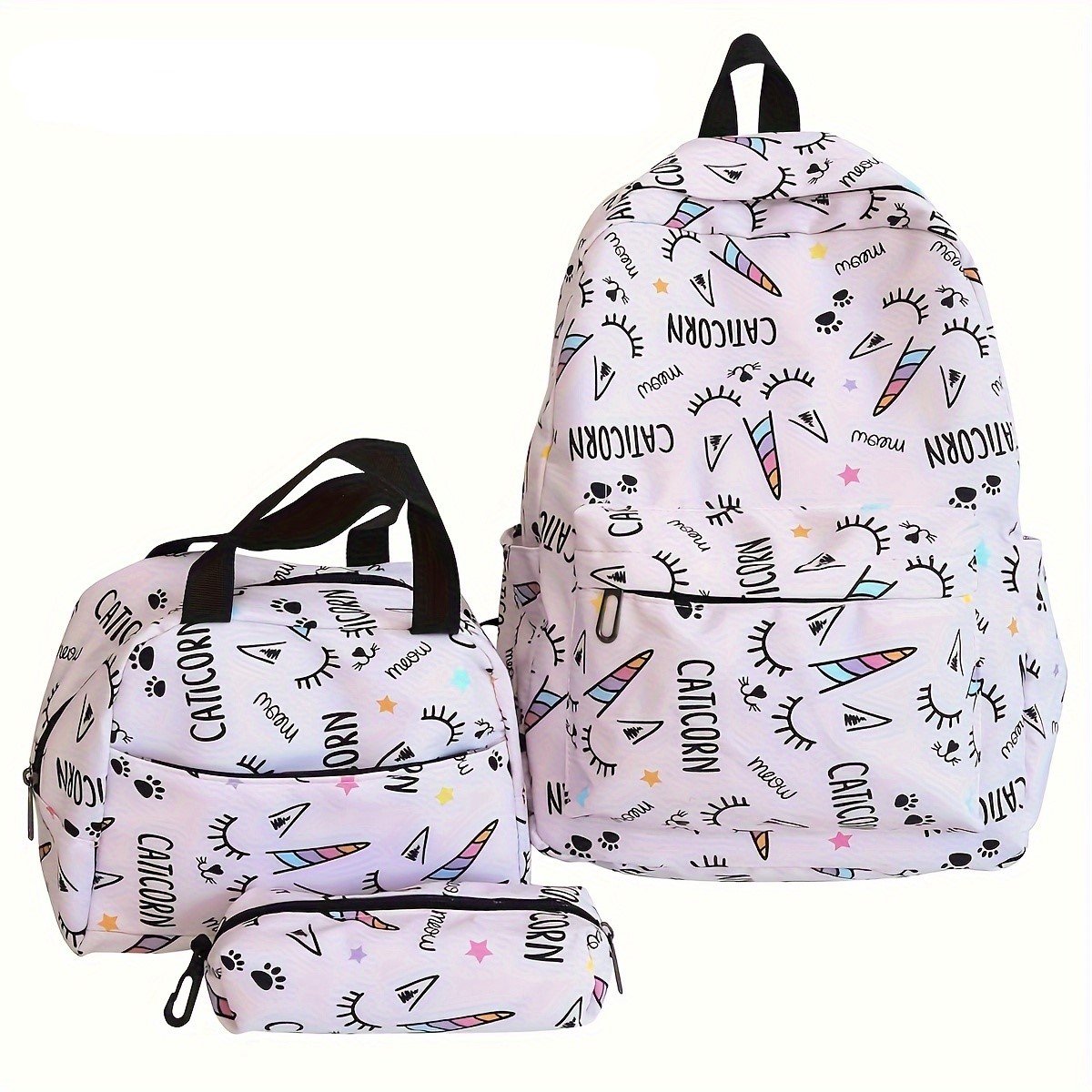 Eenhoorn Rugzak | Meisjes Rugzak | Eenhoorn Rugtas | Kinderen | Roze | Rugtas, etui en lunchtas met mooie 3D geprinte details | 3-delige set meisjes schooltassen | grote schooltas | 20 liter