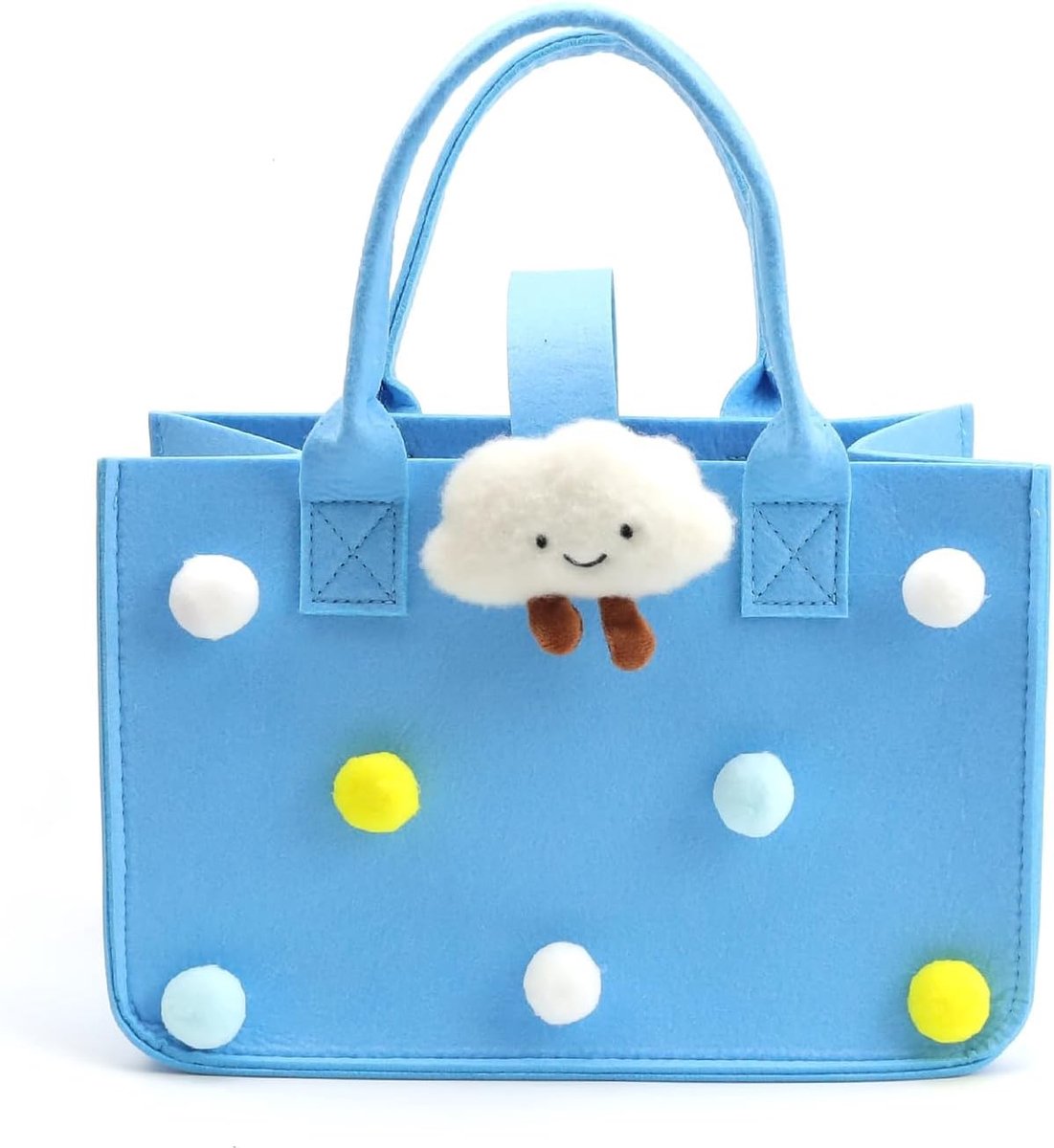Vilten Tas - Shopper Mand - Boodschappen Doen - Stabiel Draagvermogen - 30 x 20 x 18 cm - Blauw