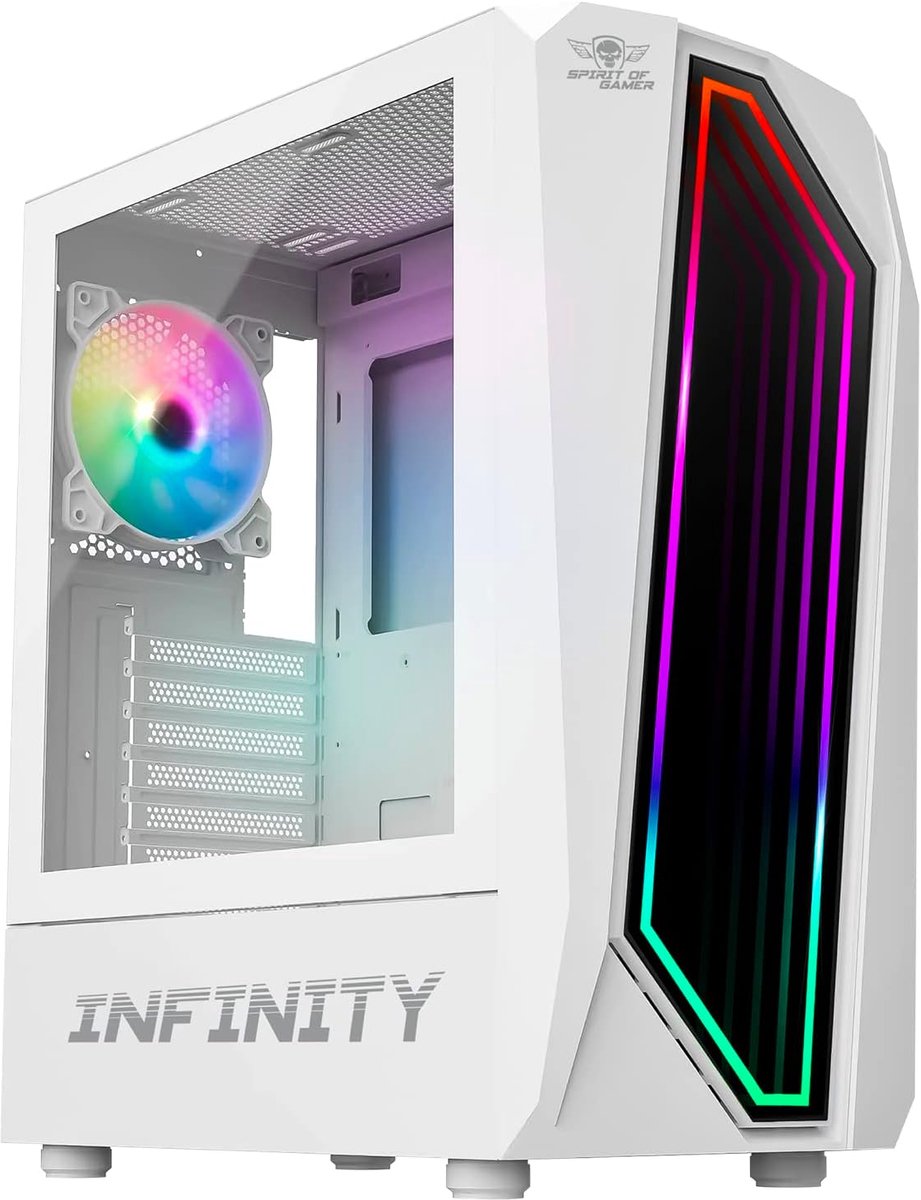 Mid Tower Gaming PC Behuizing Wit met Gehard Glas en RGB Ventilator