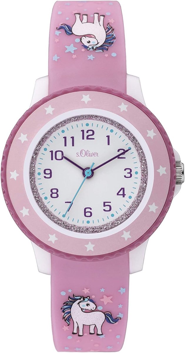 Lichtgevend Kinderhorloge Analoge Tijdsaanduiding met Roze Siliconen Band