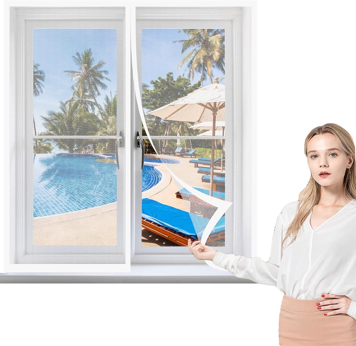 Zelfsluitend Horgaas Raam 200x115 cm - Wit en Transparant