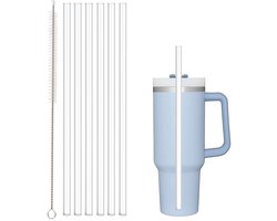 6 x Herbruikbare Rietjes voor Stanley 40 oz / 30 oz Tumbler – Vervangende Plastic Rietjes met Reinigingsborstel – Transparant