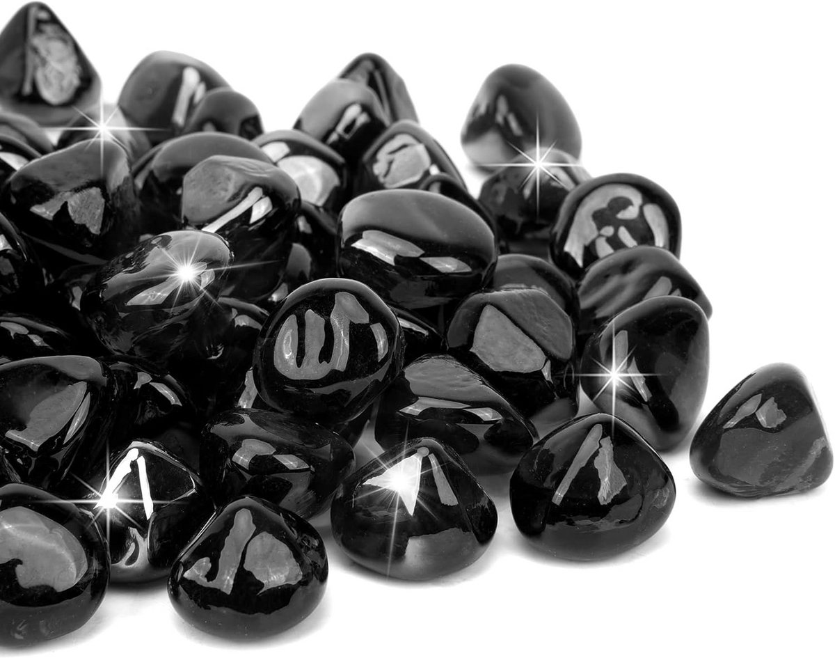 Glanzend Zwart Reflecterend Vuurglas Diamanten voor Open Haard en Vuurkorf 4,5 kg