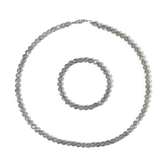 Cavill - Zilveren Sieradenset met Labradoriet 1.39 ct - 925 Sterling Zilver Gerhodineerd - Ketting 45 cm en Armband 18 cm