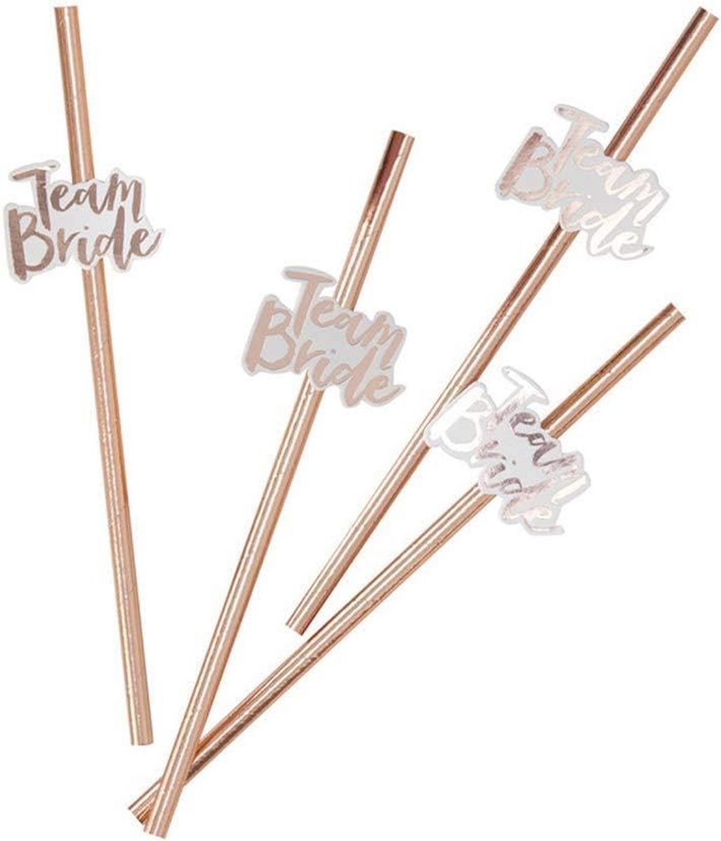 30x Roségoud Bruidsfeest Rietjes - Papier Rietjes voor Bruidsdouche en Feestdecoratie