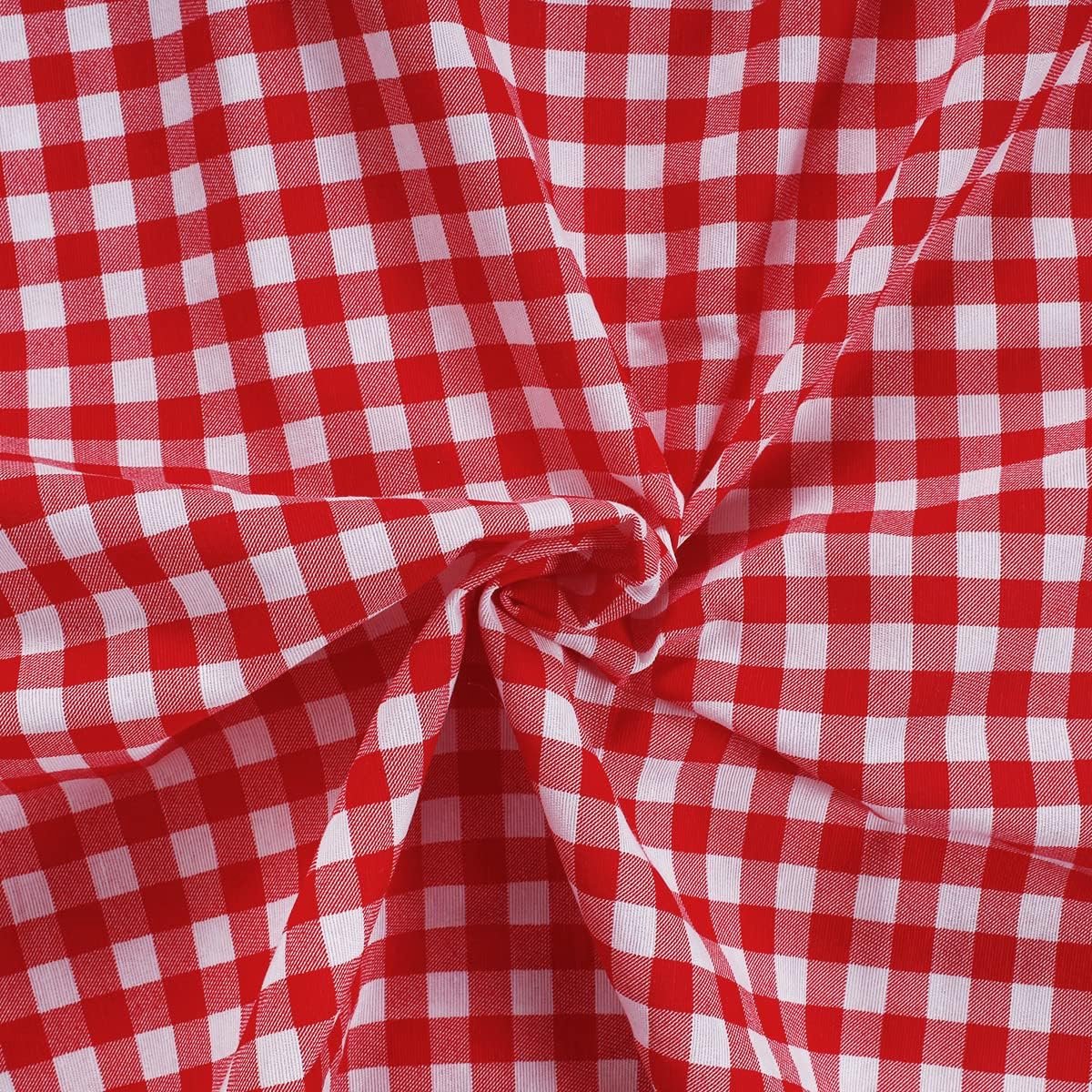 Rechthoekig Geruit Katoenen Tafelkleed Rood Wit voor 6 Personen