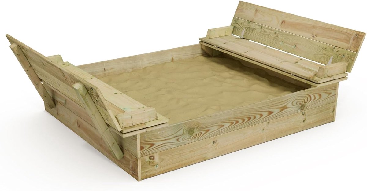 Houten Zandbak met Scharnierend Deksel 130 x 165 cm voor Kinderen