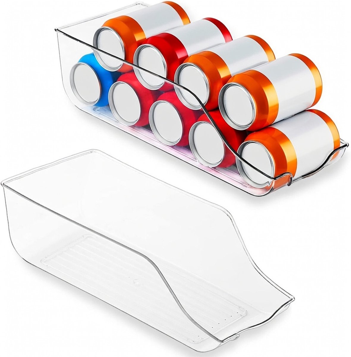 Famanu – Set van 2 transparante drankorganizers voor koelkast en voorraadkast