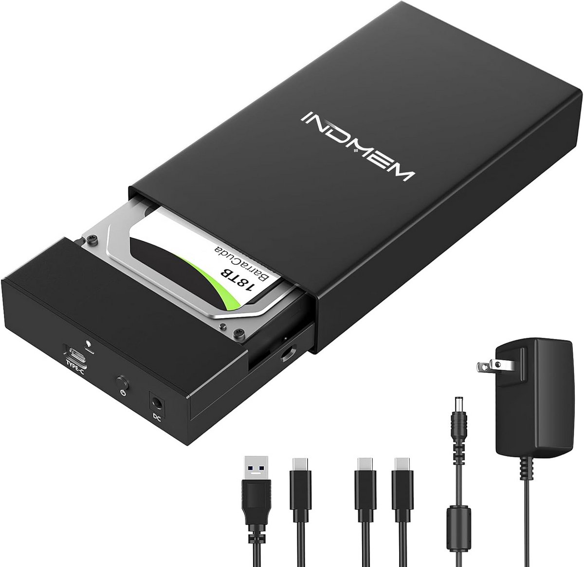 Externe Behuizing voor 2,5 inch en 3,5 inch SAS/SATA SSD HDD met USB-C