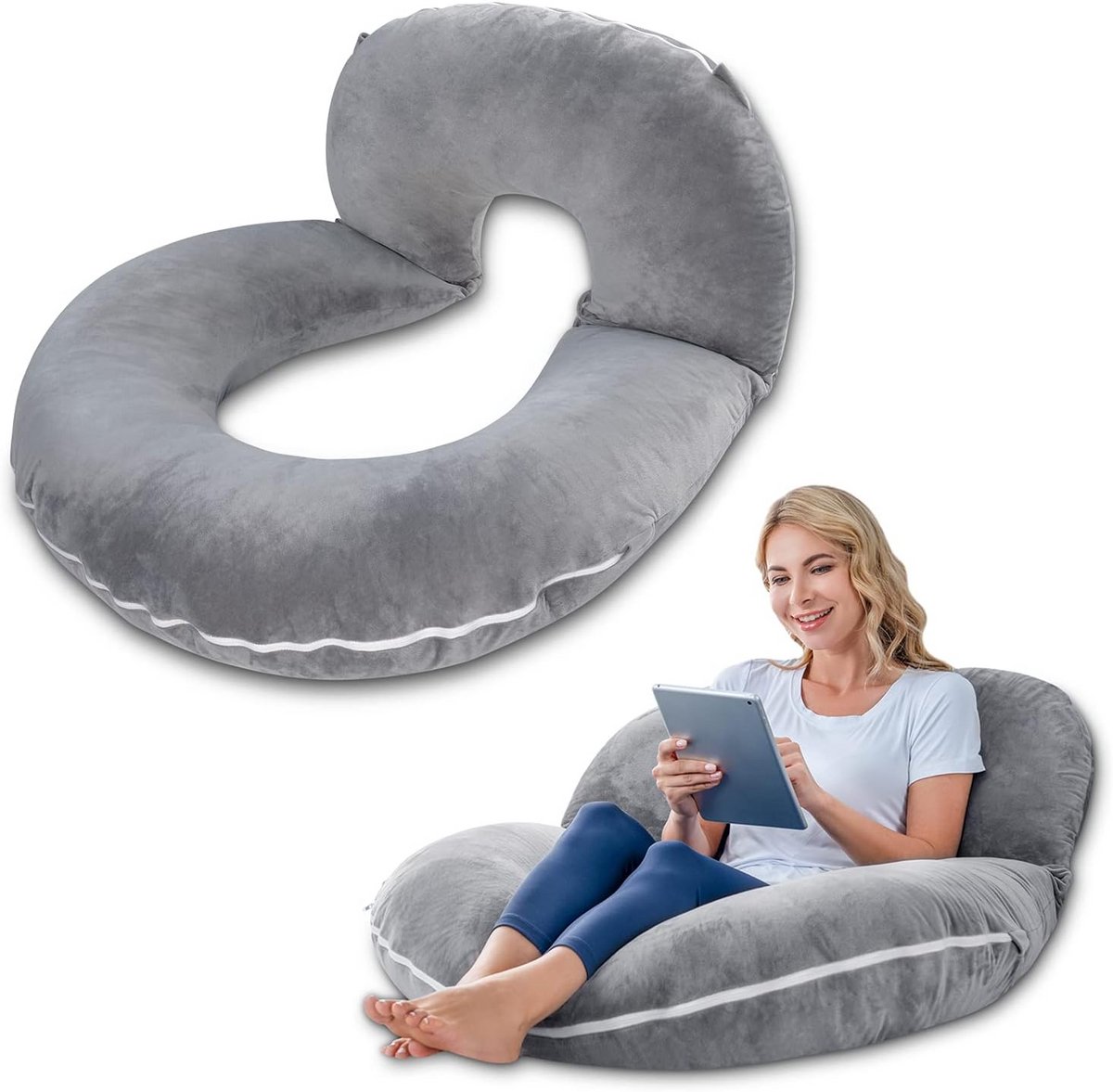 Comfortabel Leeskussen met Rugsteun voor Bed en Bank - Multifunctioneel Zitkussen
