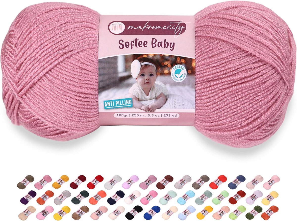 Pluizenvrij Babygaren Zacht Acryl voor Haken en Breien in Zachtroze