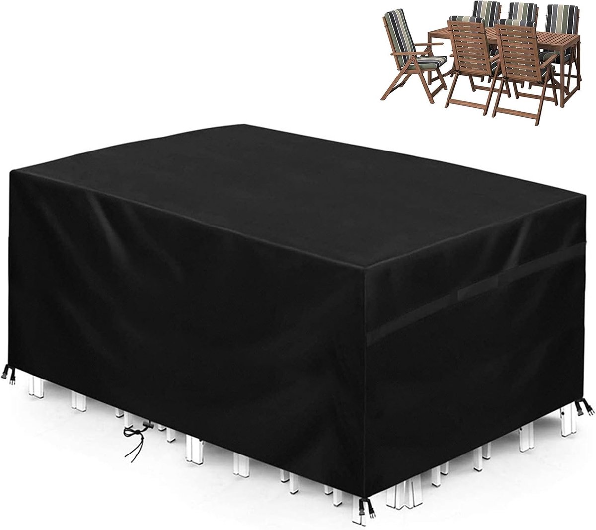 Famanu Tuinmeubelhoes - 180 x 120 x 74 cm - 420D Oxford afdekzeil - tuinmeubelen - waterdicht - winterbestendig - uv-bescherming - beschermhoes voor tuinmeubelen zwart