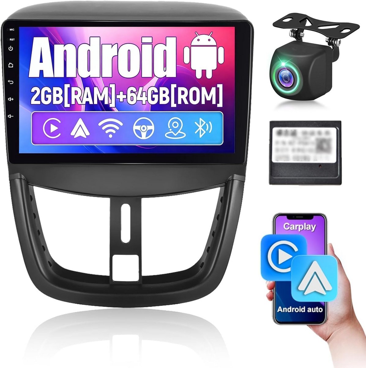Android Autoradio met Wireless Carplay en Android Auto voor Peugeot 207 (2009-2013)