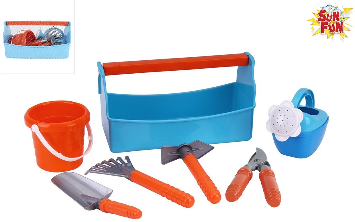 Van Manen tuin speelgoed Sun Fun kinder gereedschapsset 7-delig.