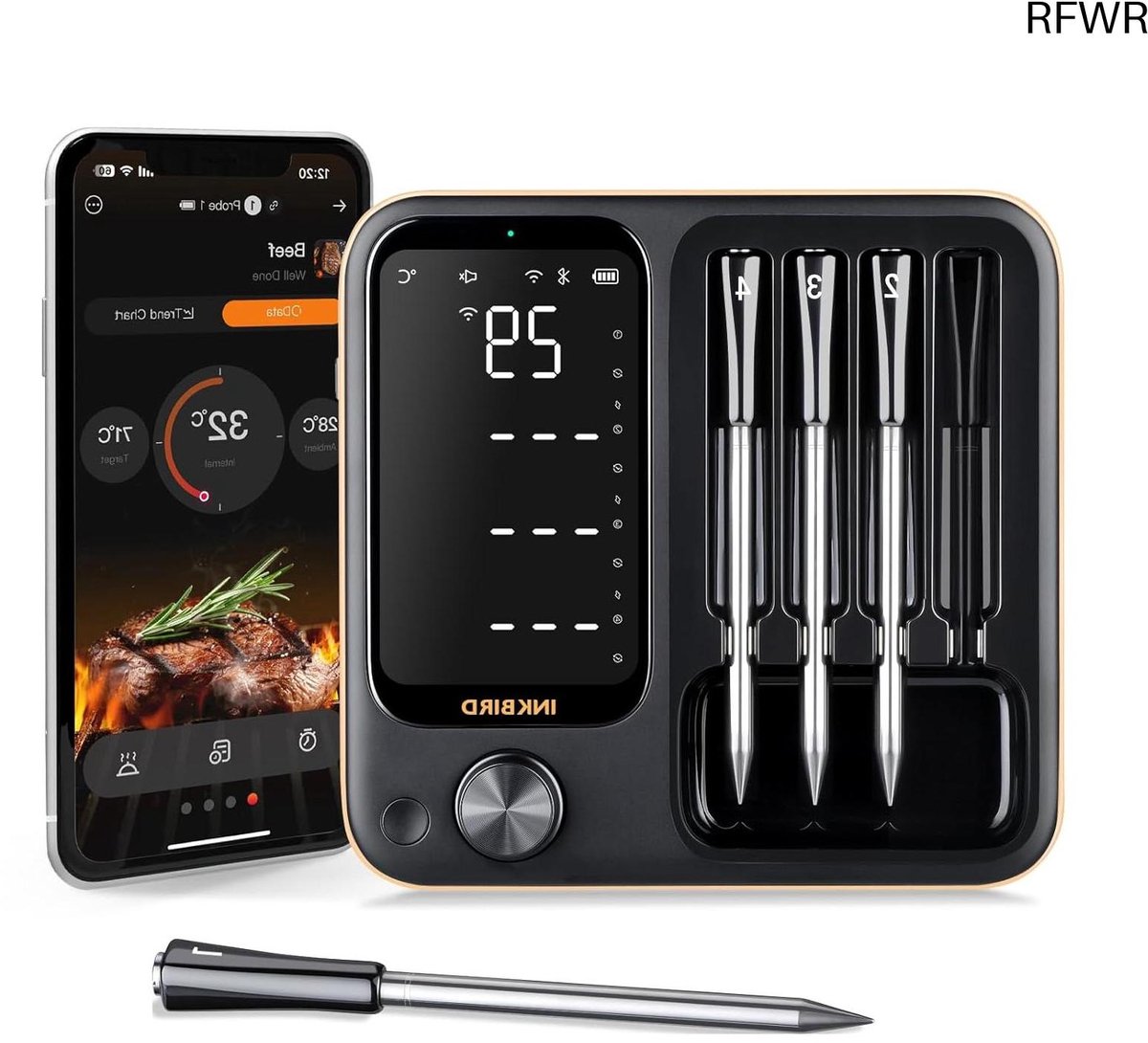 Vleesthermometer Draadloos - Kerntemperatuurmeter Bluetooth - BBQ Accessoires - Grillen