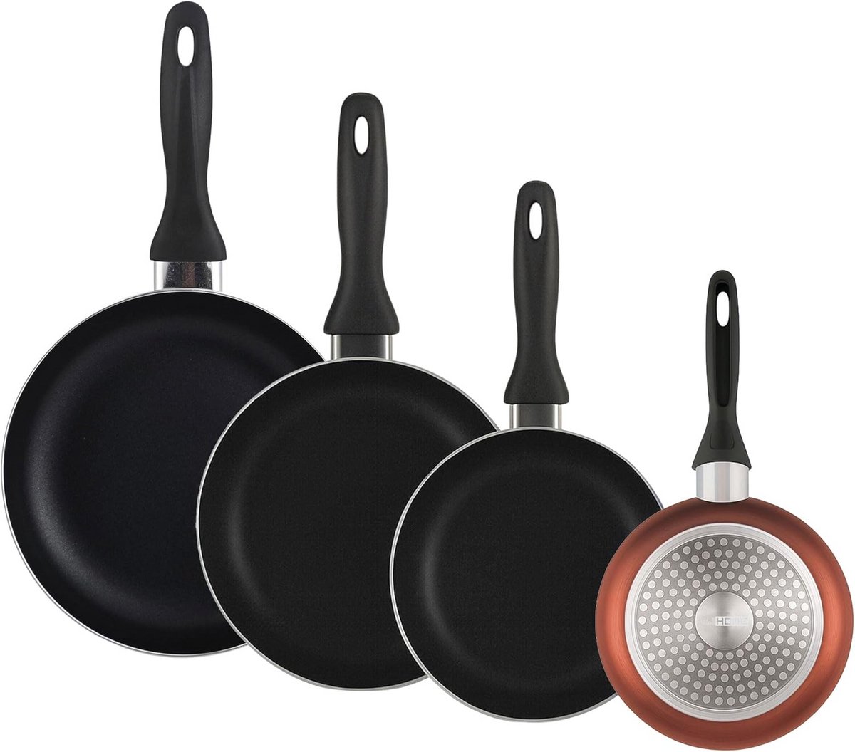 Set van 4 Koekenpannen Aluminium Inclusief Inductie - Diverse Maten