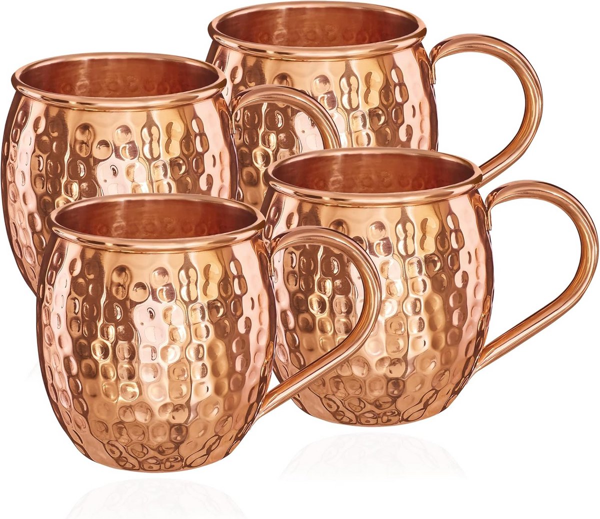 Set van 4 pure koperen mokken 500ml voor Moscow Mule en cocktails