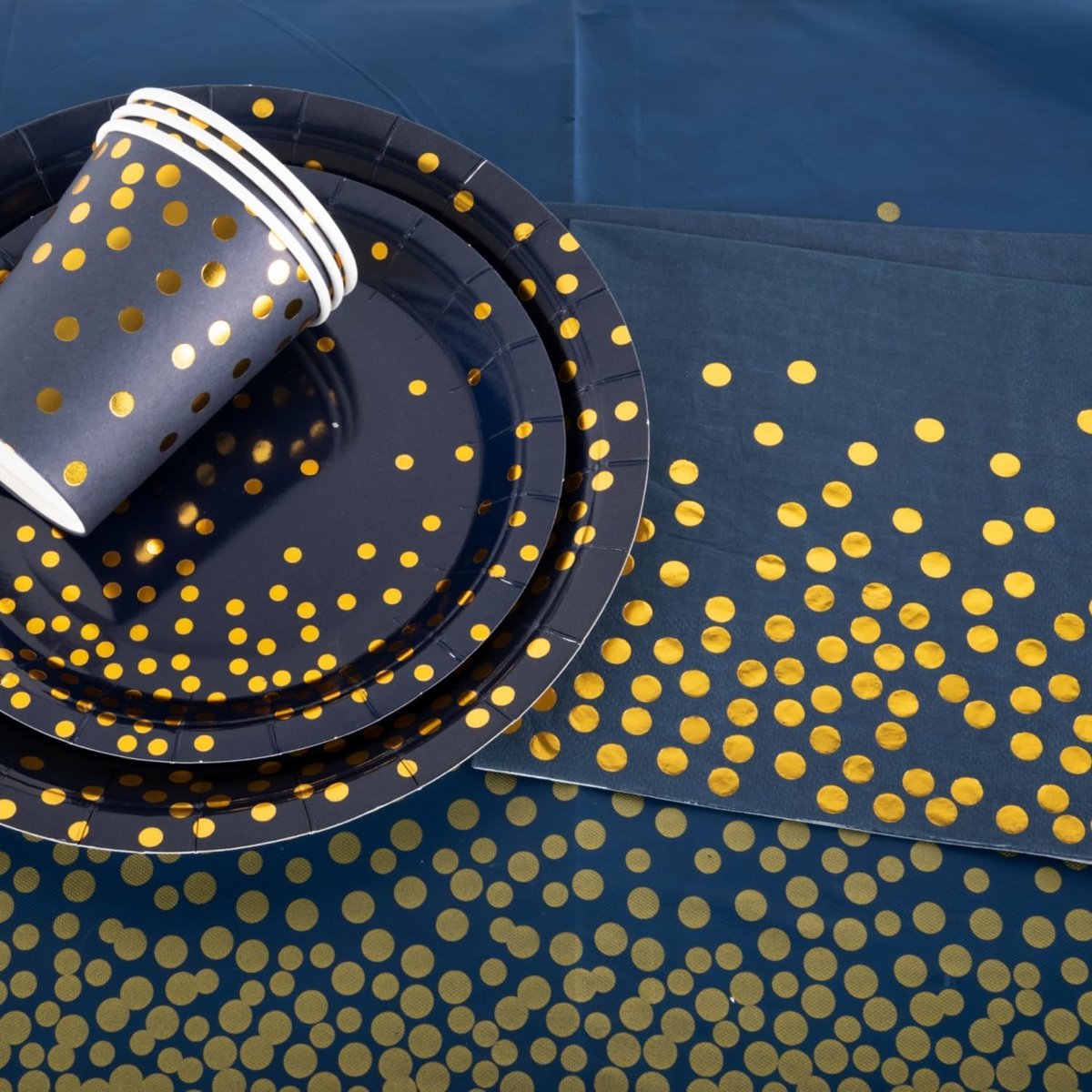 10x Wegwerptafelkleden Marineblauw Goud - Groot Formaat Voor Feest en Viering