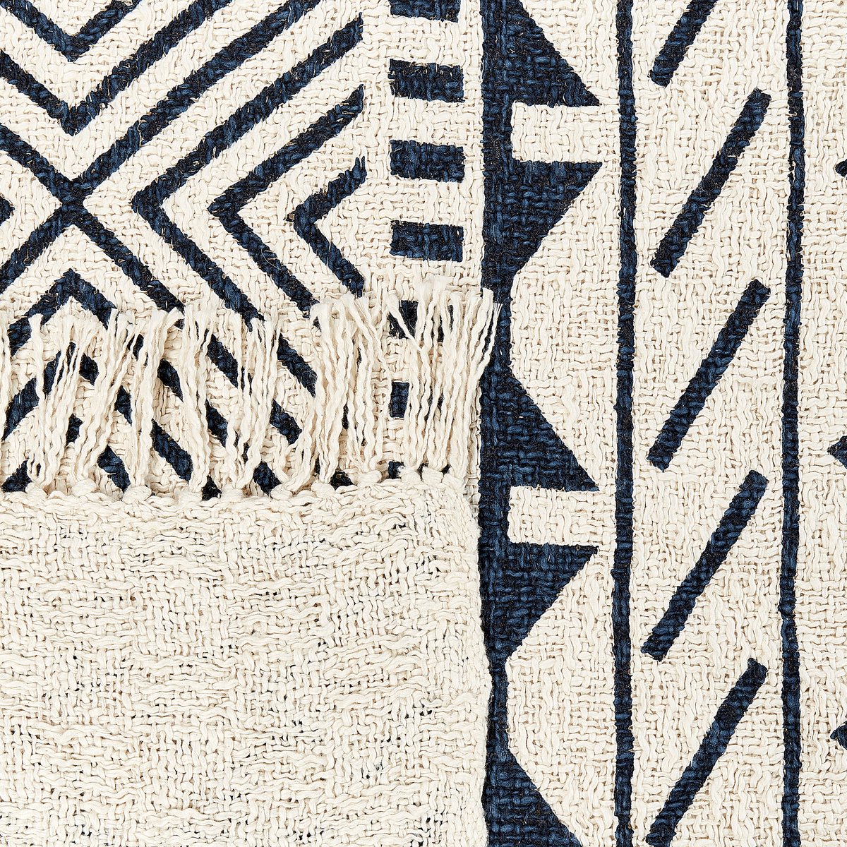 Beliani NAJUY - Plaid - Marineblauw - 200 x 220 cm - Katoen Beige