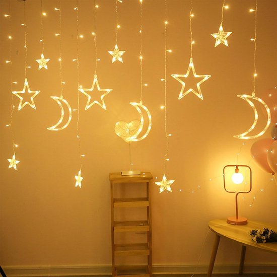 Lichtsnoer Voor Buiten - 3,5 Meter - Afstandsbediening - Met sterren en maan - Camping Decoratieve Lichtsnoer - Camping Lichtsnoer - Lichtslinger - Sfeerverlichting Buiten en Binnen - Prikkabel - Tuinverlichting - Lampjes Slinger - USB/batterijen — afbeelding 2