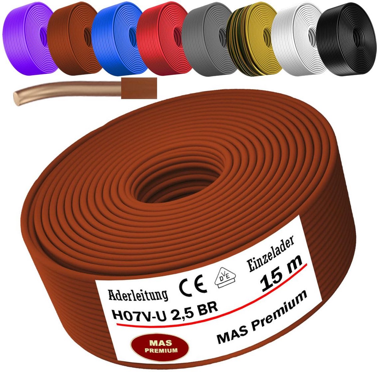 Eéndradige Aderleiding Bruin 2,5 mm² - Voor Elektrische Installaties (Diverse Lengtes)