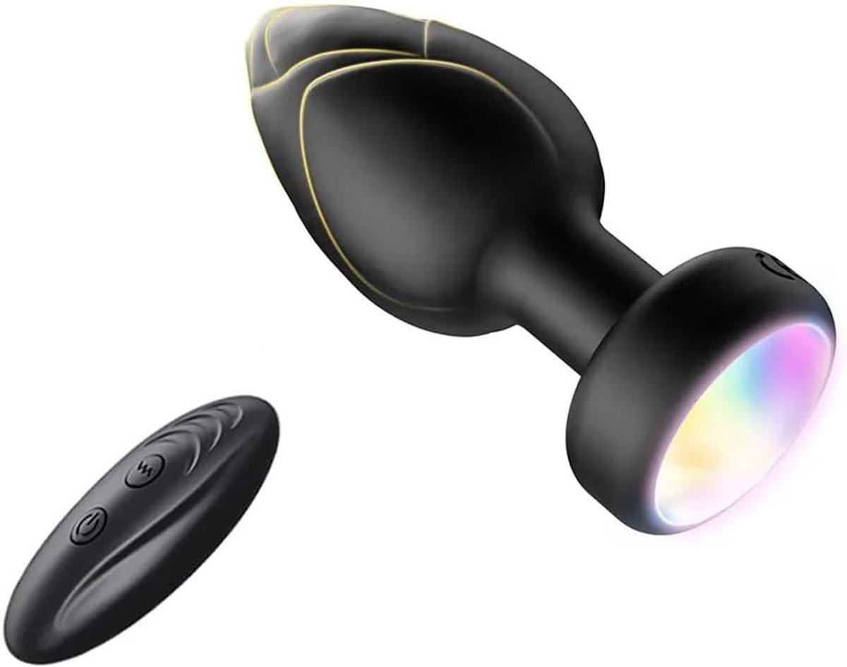 Oneay Anale plug met LED-kleurlicht, anaalplug voor vrouwen en mannen, anaalplug met vibrator en afstandsbediening, anaalplug, prostaatmassager, masturbator voor volwassenen, seksspeeltjes