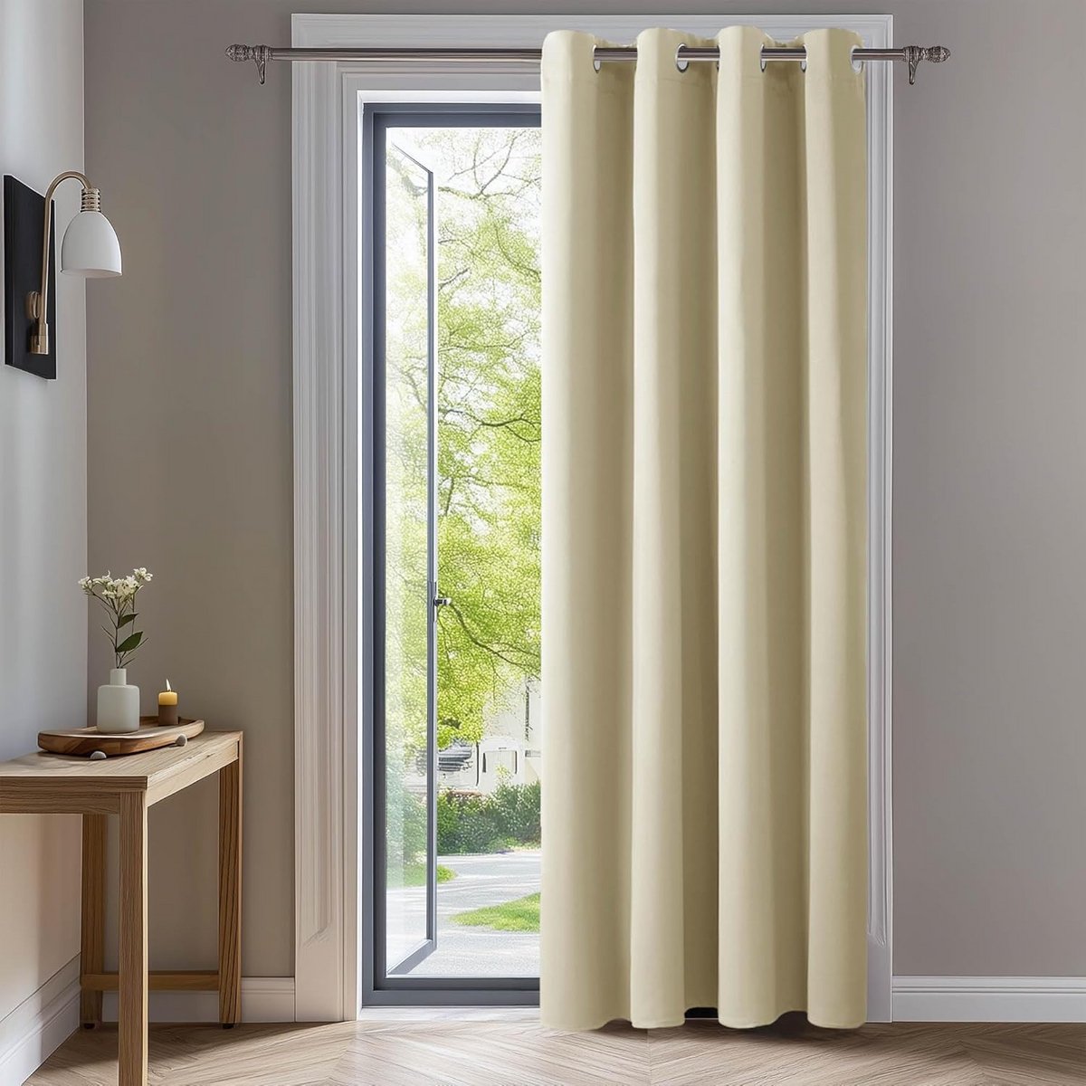 Verduisterend Gordijn met Oogjes Beige Warmtewerend 132x214 cm