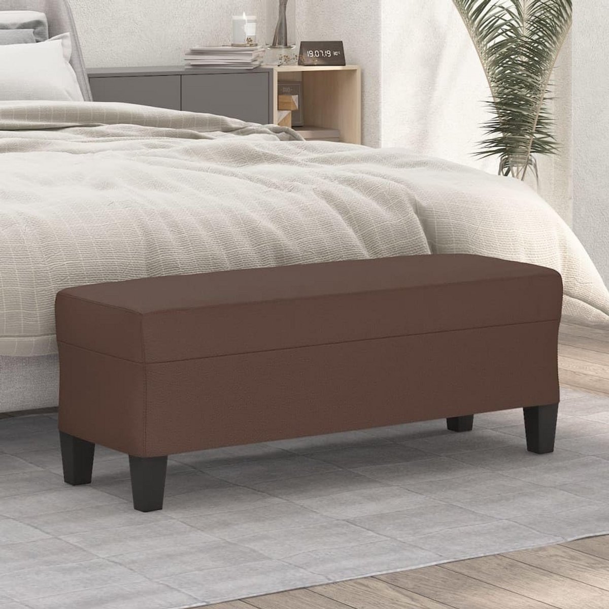 Stijlvol Bankje Kunstleer Bruin - Zitbank voor Hal, Woonkamer of Slaapkamer (100x35x41 cm)